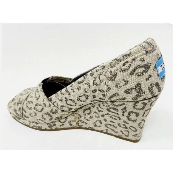 Toms Women's Leopard Print‎ Canvas Wedge Heels Size 7 - Picture 4 of 13